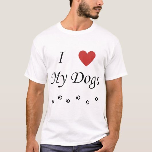 Ik hou van mijn honden, tekst en hart t-shirt (Voorkant)