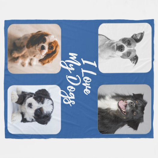 Ik hou van mijn honden vier foto's Fleece Blanket (Voorkant (Horizontaal))