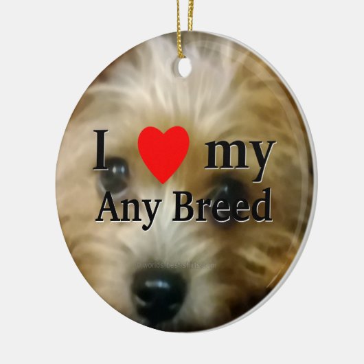 Ik hou van mijn hondenras keramisch ornament (Links)