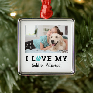 Ik hou van mijn hondenras Naam Foto Cadeau Metalen Ornament