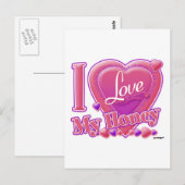 Ik hou van mijn honingroze/paars hart briefkaart (Voorkant / Achterkant)