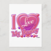 Ik hou van mijn honingroze/paars hart briefkaart (Voorkant)