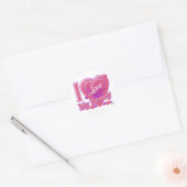 Ik hou van mijn honingroze/paars hart ronde sticker (Envelop)