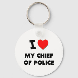 Ik hou van mijn hoofd van de politie sleutelhanger