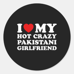 Ik hou van mijn Hot Crazy Pakistaanse Vriendin Val Ronde Sticker