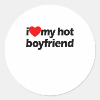 Ik hou van mijn hotboyvriendin Red Heart. Ronde Sticker
