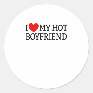 Ik hou van mijn hotboyvriendin Red Heart. Ronde Sticker