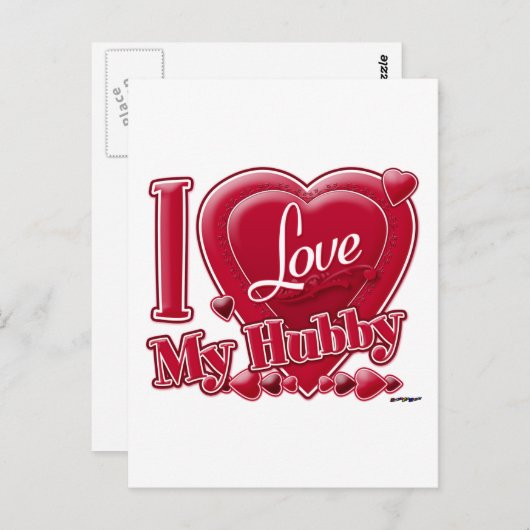 Ik hou van mijn Hubby rood - hart Briefkaart (Voorkant / Achterkant)