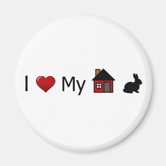 "Ik hou van mijn huis konijn" magneet (Voorkant)