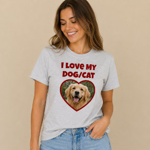 Ik hou van mijn huisdier/hond/kat Foto T-shirt