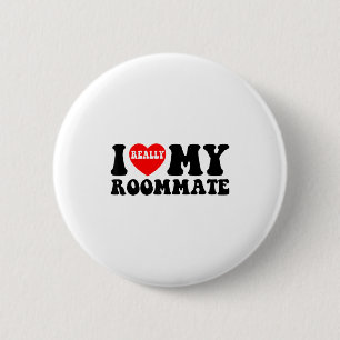 Ik hou van mijn huisgenoot Hart Grappige Feestcade Ronde Button 5,7 Cm
