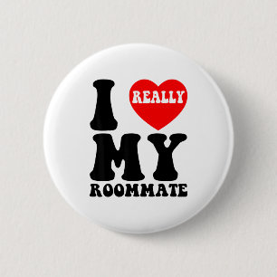 Ik hou van mijn huisgenoot Hart Grappige Feestcade Ronde Button 5,7 Cm