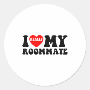 Ik hou van mijn huisgenoot Hart Grappige Feestcade Ronde Sticker