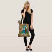 Ik hou van mijn Hula Girl Tiki Lauhala Print Canva Tote Bag (Op model)