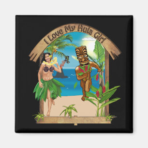 Ik hou van mijn Hula Girl Tiki Magnet