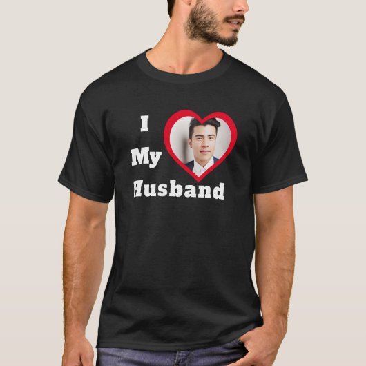 Ik hou van mijn Husband Bae Aangepaste Foto T-shirt (Voorkant)