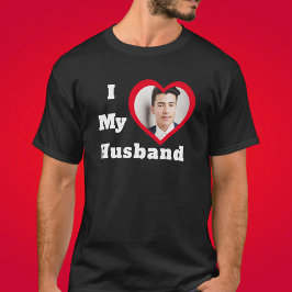 Ik hou van mijn Husband Bae Aangepaste Foto T-shirt