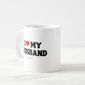 Ik hou van mijn Husband Heart Romantic Custom Name Koffiemok (Voorkant links)