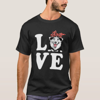 Ik hou van mijn Husky Bandana zonnebrillen Hondenl T-shirt
