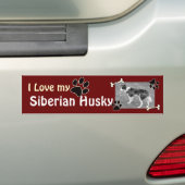 Ik hou van mijn Husky Bumpersticker (Op auto)