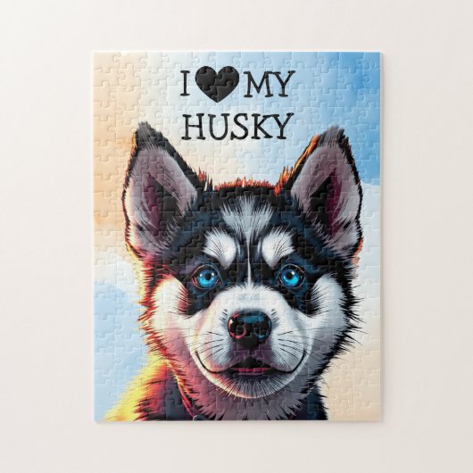 Ik hou van mijn Husky gepersonaliseerd Legpuzzel (Verticaal)