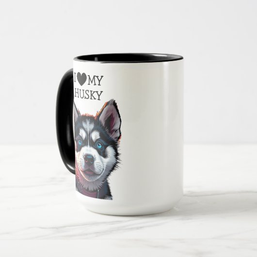 Ik hou van mijn Husky gepersonaliseerd Mok (Voorkant links)