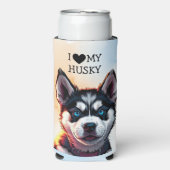 Ik hou van mijn Husky gepersonaliseerd Seltzer Blikjeskoeler (Seltzer Voorkant)