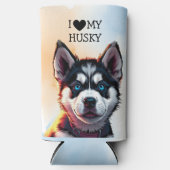 Ik hou van mijn Husky gepersonaliseerd Seltzer Blikjeskoeler (Voorkant)