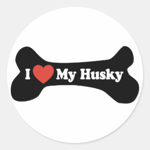 Ik hou van mijn husky - hondenbot ronde sticker