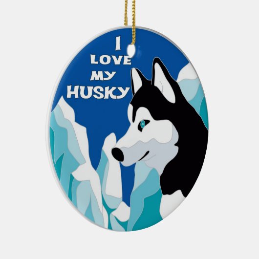 Ik hou van mijn Husky Ornament (Rechts)