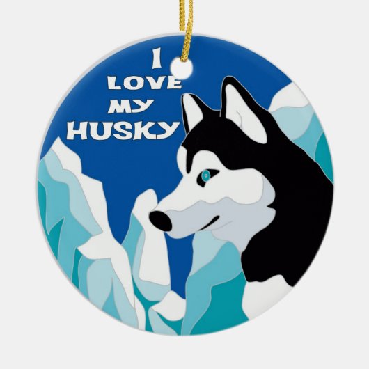 Ik hou van mijn Husky Ornament (Voorkant)