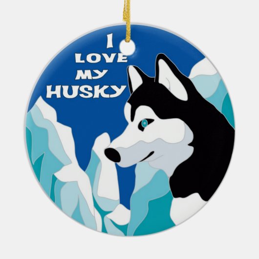Ik hou van mijn Husky Ornament (Achterkant)