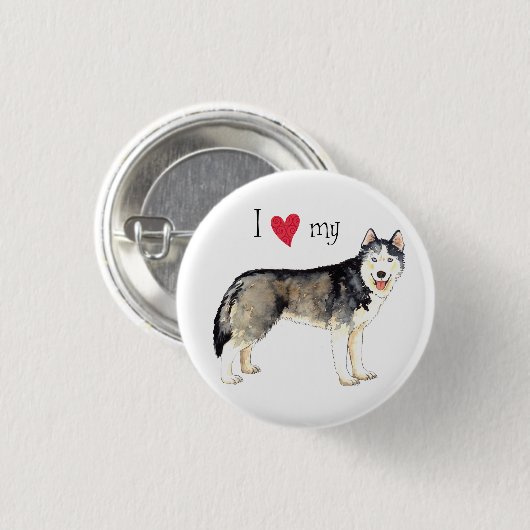 Ik hou van mijn Husky Ronde Button 3,2 Cm (Voorkant /achterkant)