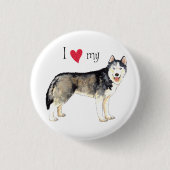 Ik hou van mijn Husky Ronde Button 3,2 Cm (Voorkant)