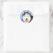 Ik hou van mijn Husky Ronde Sticker (Tas)