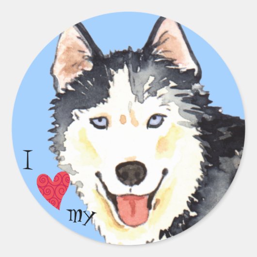 Ik hou van mijn Husky Ronde Sticker (Voorkant)