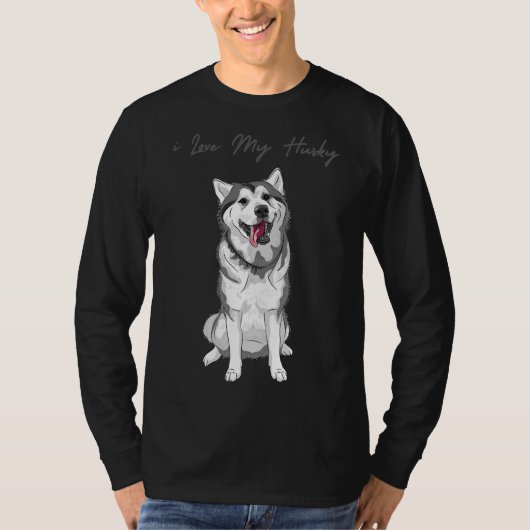 Ik hou van mijn husky Schattigee husky T-shirt (Voorkant)