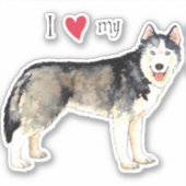 Ik hou van mijn Husky Vinyl Sticker (Voorkant)
