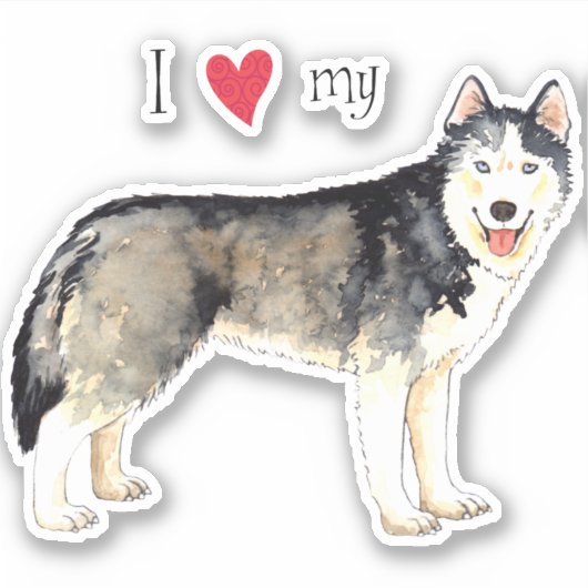 Ik hou van mijn Husky Vinyl Sticker (Voorkant)