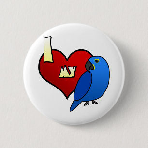 Ik hou van mijn Hyacinth Macaw Ronde Button 5,7 Cm