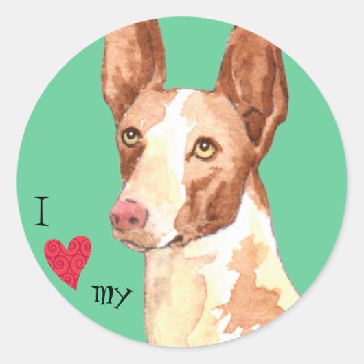 Ik hou van mijn Ibizan Hond Ronde Sticker (Voorkant)