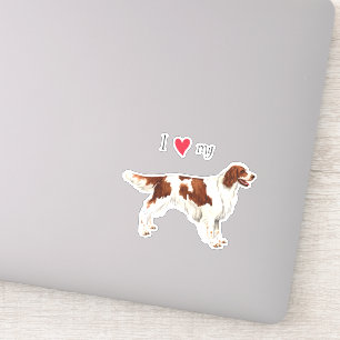 Ik hou van mijn Ierse Rood en Witte Setter Vinyl S Sticker