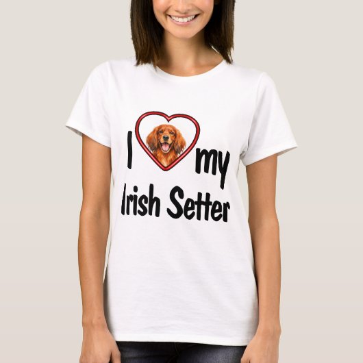 Ik hou van mijn Ierse Setter Knuffel Rode Hart Fot T-shirt (Voorkant)