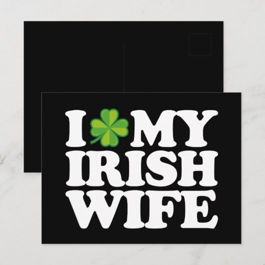 Ik hou van mijn Ierse vrouw grappig paar St Patric Briefkaart (Voorkant / Achterkant)