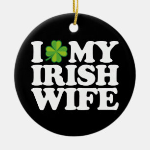 Ik hou van mijn Ierse vrouw grappig stel St. Patri Keramisch Ornament