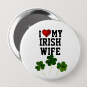 Ik hou van mijn Ierse vrouw, shamrocks T-shirt Ronde Button 4,0 Cm (Voorkant /achterkant)