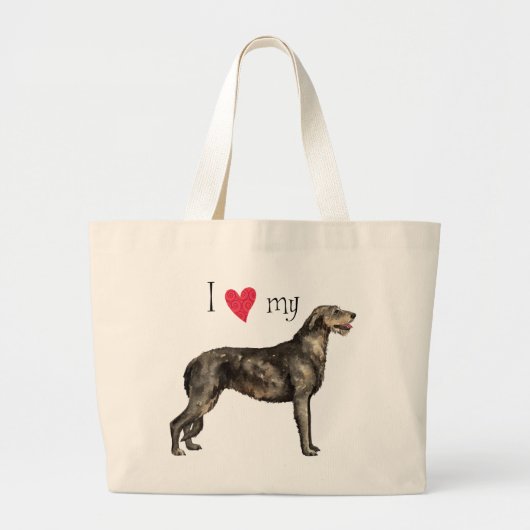 Ik hou van mijn Ierse Wolfhound Grote Tote Bag (Voorkant)