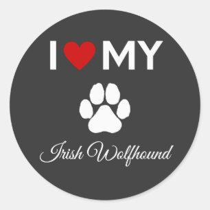 Ik hou van mijn Ierse Wolfshond hond aangepaste te Ronde Sticker