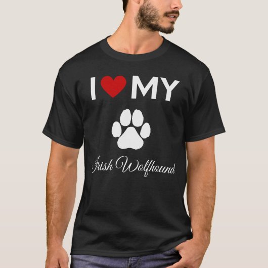 Ik hou van mijn Ierse Wolfshond hond aangepaste te T-shirt (Voorkant)