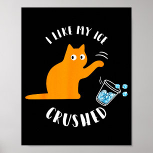 Ik hou van mijn ijs vergruizeld grappige kat gooit poster